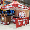 Image of Custom Canopy Tent with Full Back, Half Side Walls, Feather Flags & Table Cover