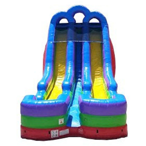 18' Retro Rainbow Double Bay Inflatable Water Slide with Blower