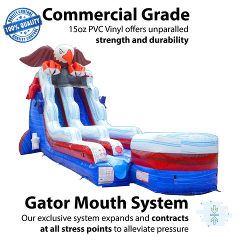 18' Bald Eagle Inflatable Water Slide with Blower