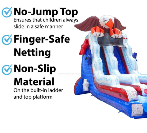 18' Bald Eagle Inflatable Water Slide with Blower
