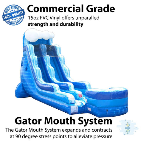 18' Blue Marble Wave Inflatable Water Slide with Blower