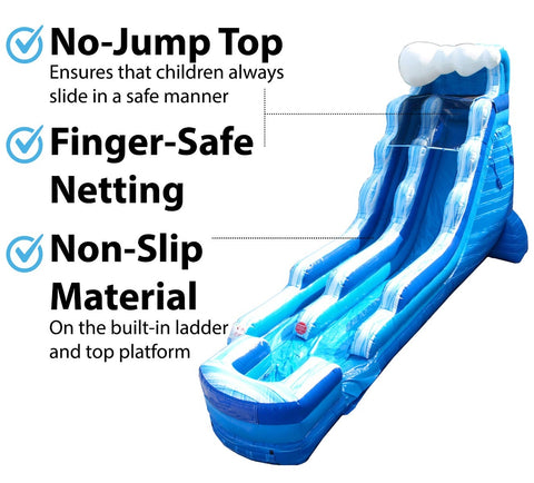 18' Blue Marble Wave Inflatable Water Slide with Blower