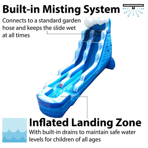 18' Blue Marble Wave Inflatable Water Slide with Blower