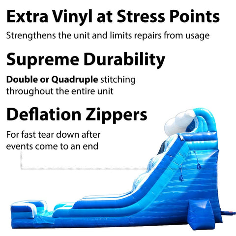 18' Blue Marble Wave Inflatable Water Slide with Blower