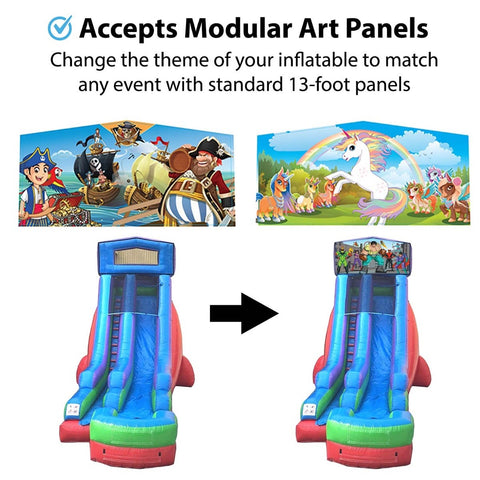 Sale on 18' Modular Retro Rainbow Inflatable Water Slide with Blower