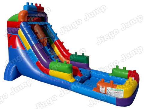 18 FT Light-Commercial Brick Blaster Water Slide