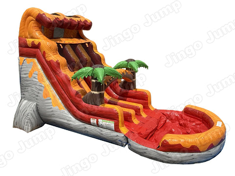 18 FT Dual Lane Volcano Wet and Dry Water Slide (15 oz Vinyl)