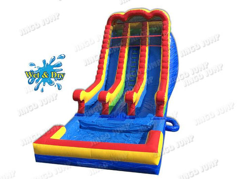 18 FT 2 Lane Unisex Wet-Dry Slide