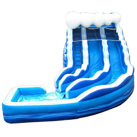 19' Blue Wave Marble Double Lane Curved Inflatable Water Slide with Blower