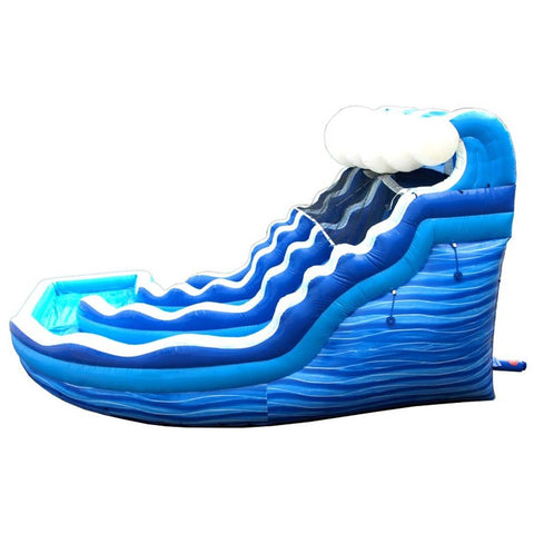 19' Blue Wave Marble Double Lane Curved Inflatable Water Slide with Blower