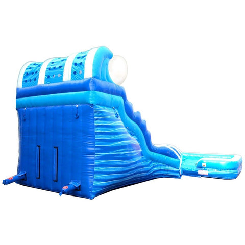 19' Blue Wave Marble Double Lane Curved Inflatable Water Slide with Blower