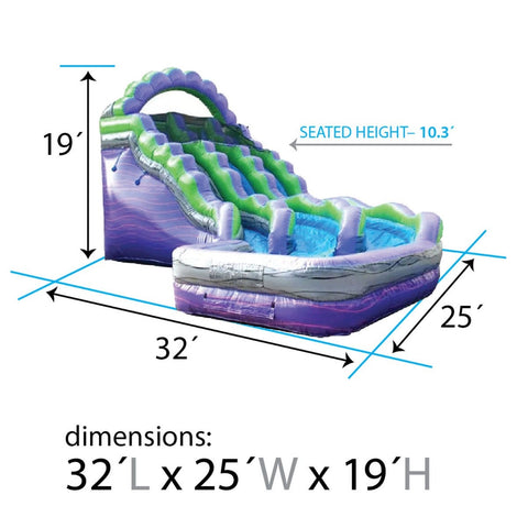  19' Purple Marble Curved Double Lane with Blower