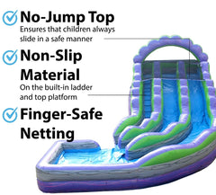 19' Purple Marble Double Lane Curved Inflatable Water Slide with Blower