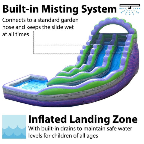 Save on Commercial 19' Purple Marble Double Lane Curved Inflatable Water Slide with Blower