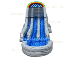 22'H Double Lane Marble Gray Water Slide by Bouncer Depot