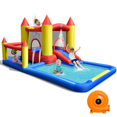 Kids Inflatable Water Slide Bouncing House with Carrying Bag and 480W Blower