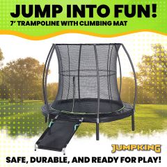 7ft Round Trampoline with Jumping Enclosure & Mat Ramp
