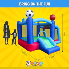 7.2'H Backyard Kids Sports Arena Inflatable Bounce House with Soccer Goal