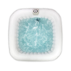 4 Person 160 Gallon Square Inflatable Black and White Hot Tub Spa With Cover by Aleko