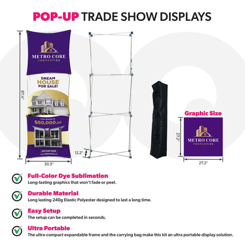 Custom GeoMetrix Pop-Up Trade Show Booth Display - (1x3 Panel)