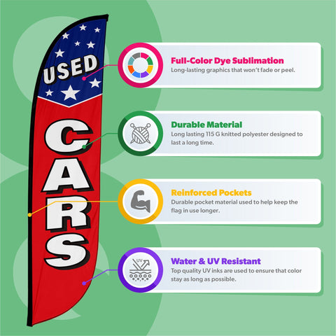 Used Cars Feather Flag with Stars