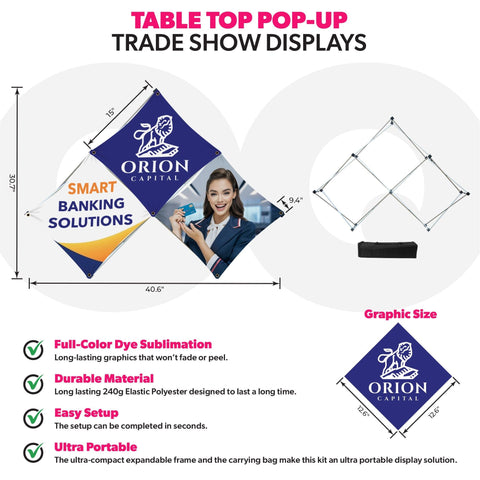 Custom Table Top Pop-Up Display - (3 Panel Pyramid)