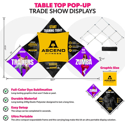 Custom Table Top Pop-Up Display - (4 Panel Pyramid)