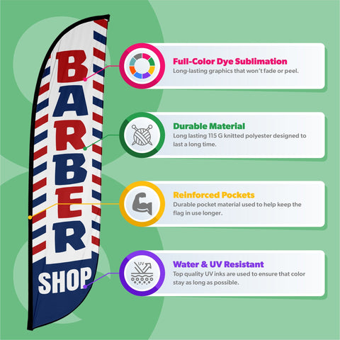 Barber Shop Feather Flag Red/White/Blue