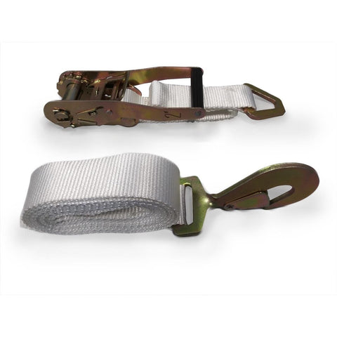 2" x 13' Snap Hook End Ratchet Strap White Tent Tie Down - 10 Pack