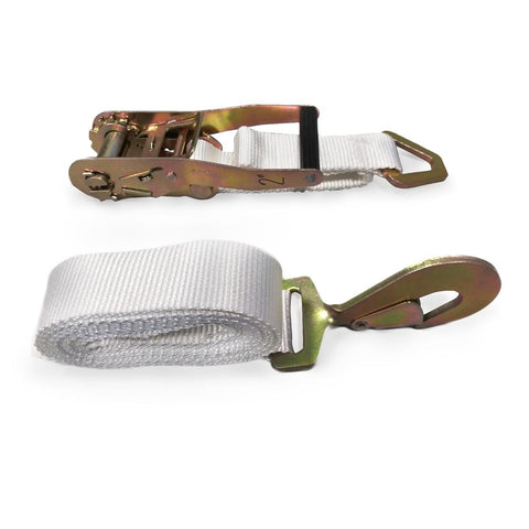 2" x 13' Snap Hook End Ratchet Strap White Tent Tie Down - 10 Pack