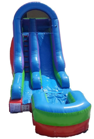 Save on 15' Retro Rainbow Commercial Inflatable Water Slide with Blower