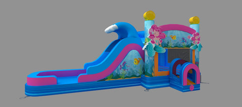Mega Mermaid Wave Water Slide Bounce House Combo with Blower