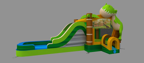 Mega Dinosaur Inflatable Water Slide Bounce House Combo with Blower
