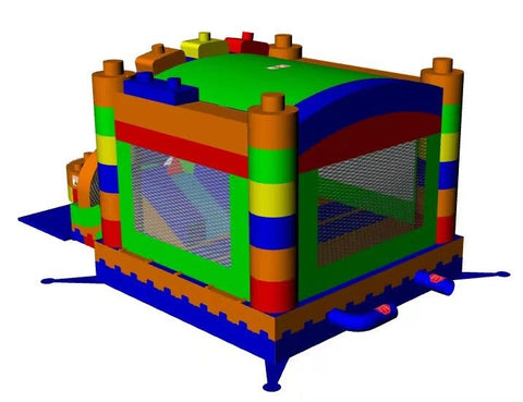 Kids Building Block Inflatable Bounce House with Slide and Blower