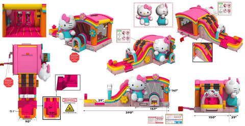 Hello Kitty® Commercial Double Lane Water Slide Bounce House with Blower by POGO Bounce House