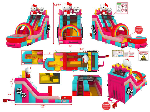 Hello Kitty® 15' Inflatable Water Slide with Blower by POGO Bounce House