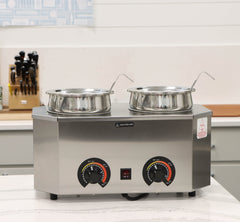 Pro Deluxe 2029A Dual 3 Qt. Warmer with 2 Insets, 2 Lids, 2 Ladles by Paragon
