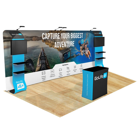 Trade Show Display with Waterfall Shelving