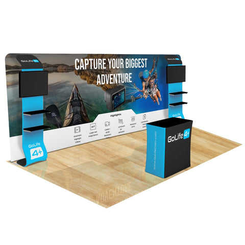 Trade Show Display with Waterfall Shelving