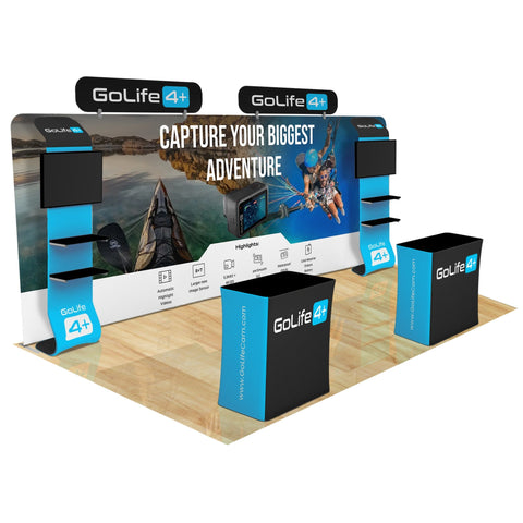 Trade Show Display with Waterfall Shelving