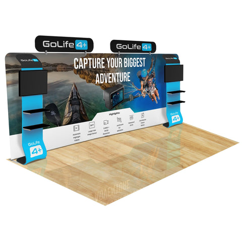 Trade Show Display with Waterfall Shelving