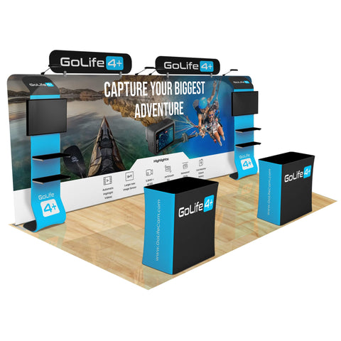 Trade Show Display with Waterfall Shelving