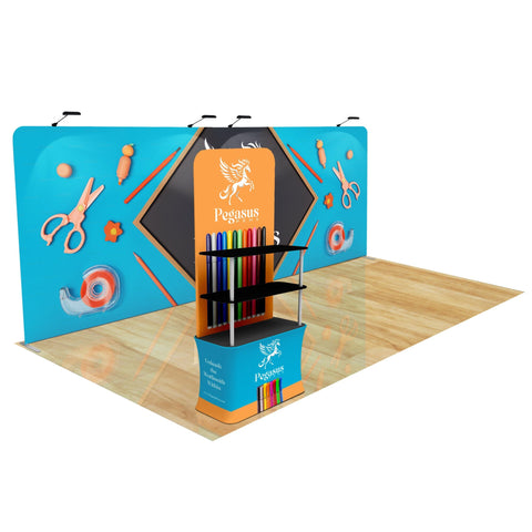 Trade Show Display with Back Wall Shelving