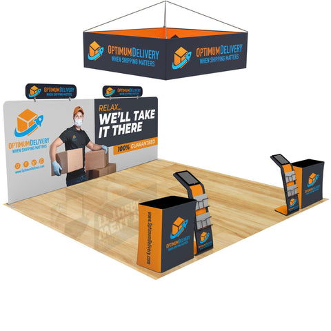 20x20 Trade Show Booth with Hanging Banner