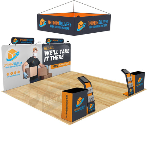 20x20 Trade Show Booth with Hanging Banner