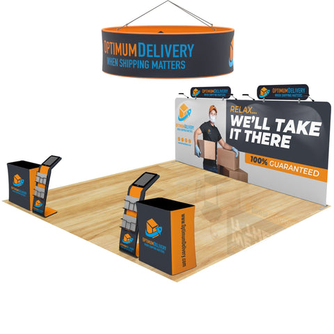 20x20 Trade Show Booth with Hanging Banner