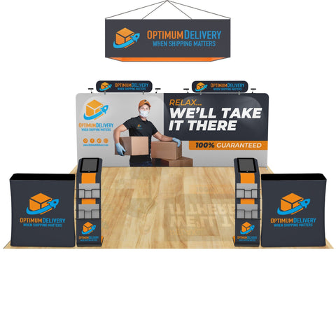 20x20 Trade Show Booth with Hanging Banner