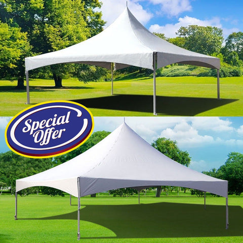 Premium High Peak Frame Tent Package, (2) 20x20 and (1) 40' Hexagon