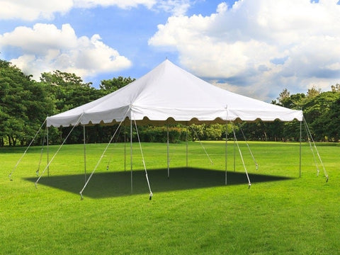 Pole Tent Party Event Package with 20' x 20' Pole Tent, 6ft Folding Tables and 30 Folding Chairs