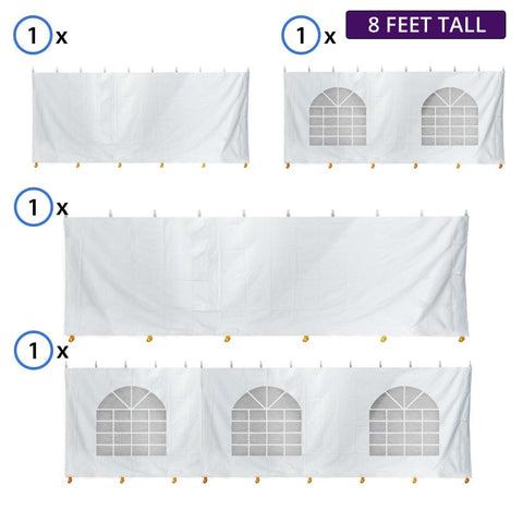 15' x 30' High Peak Frame Sidewall Kit with 8' Walls, Hook/Loop, and Clip Connections